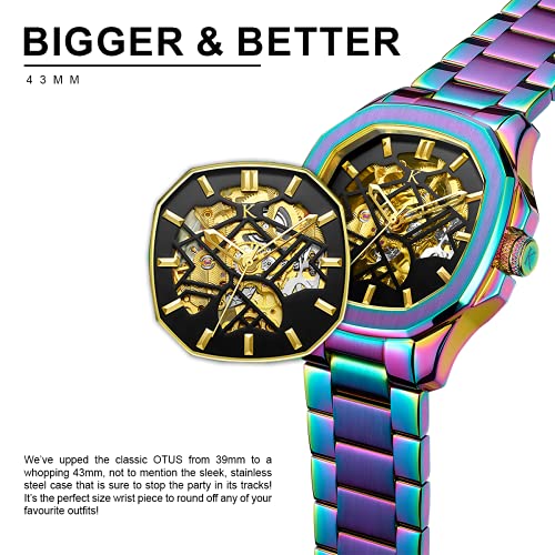 Kredo Men OTUS² Neo Chrome Automatic Skeleton Analogue Self-Winding Watch 43MM - KW097 - Image 4
