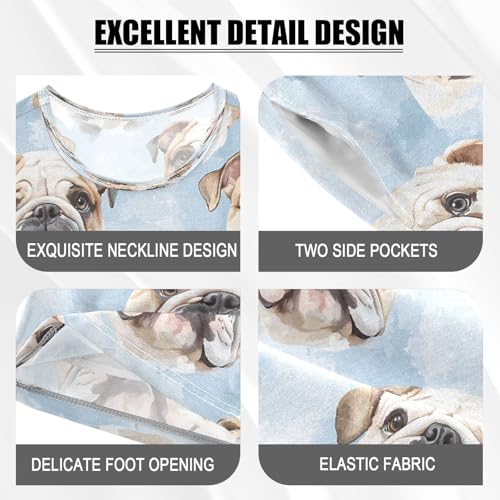 senya Cute Bulldog Head A Summer Pajamas Set Short Cotton Sleepwear 2 Piece4