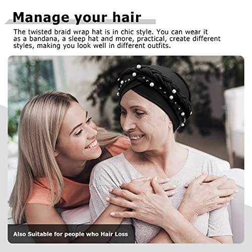 Image of DRESHOW Turban Pre-Tied Twisted Hat Thread African Head Wraps for Black Women Chemo Cancer Cap Braid Hair Cover