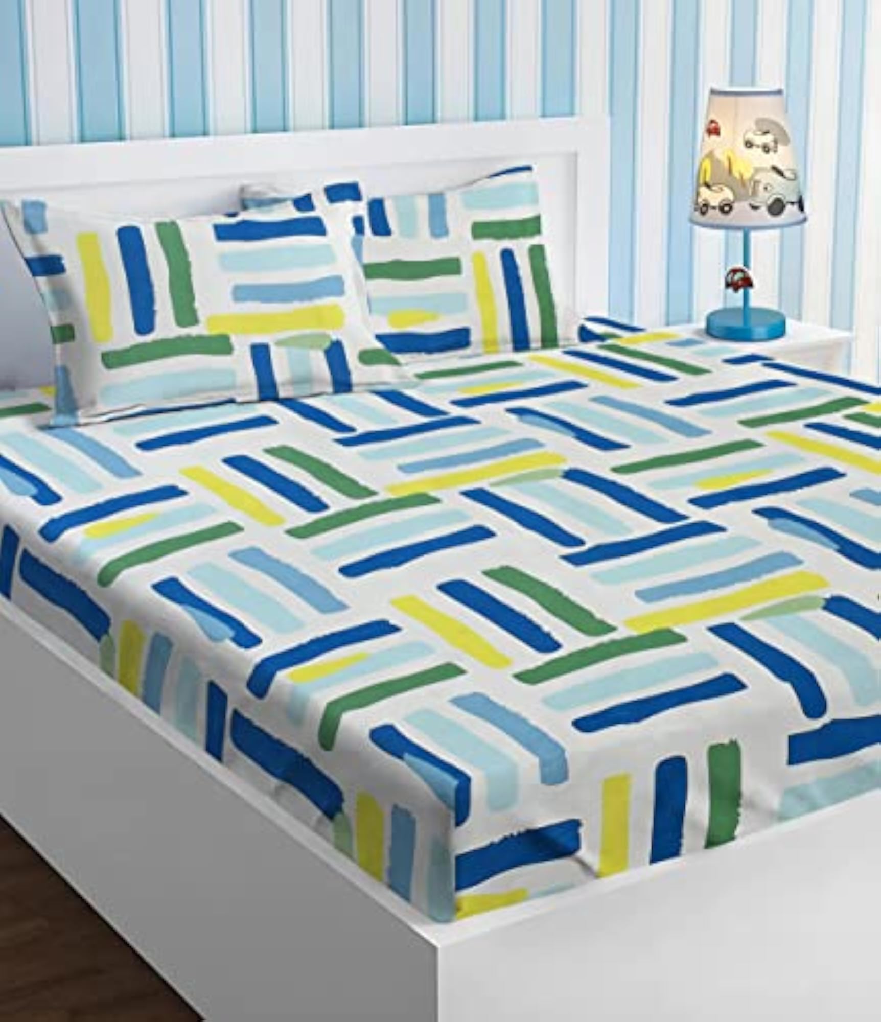 Cotton Flat Double Bedsheets with 2 King Size Pillow Covers