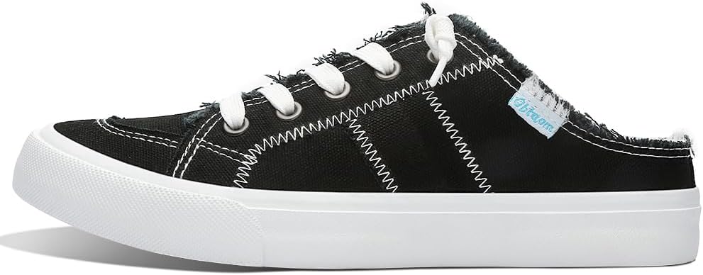 Obtaom Women Canvas Mules Memory Foam Clipper Fashion Sneakers Comfortable Slip-On Mule Backless Holiday Shoes - Image 2