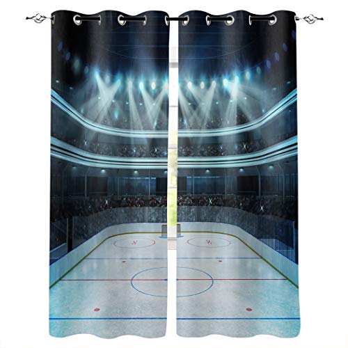 🛒 Crazy Deals wanxinfu 2 Panel Kitchen Cafe Curtains, Field Hockey  Sunlight Filtering Nature Air Through, Home Decor Window Drape for Bedroom Study Room 104W x 84L inch
