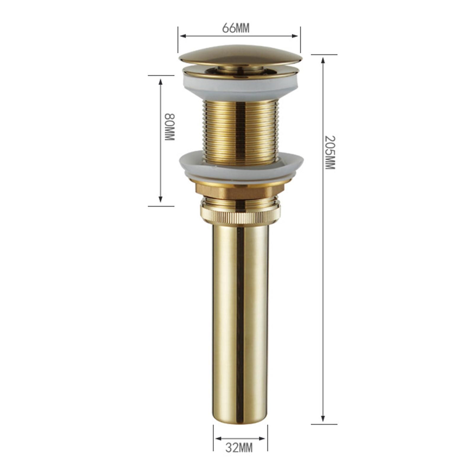 VáLvula Para Lavabo Clic Clac Valvula Click Clack Lavabo DesagüE Lavabo Universal Drenaje Emergente Todo De Cobre,Oro Cepillado,Sin Agujero De Desbordamiento