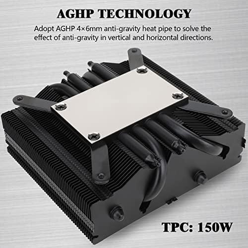 Image of Thermalright AXP90-X53 Black Low Profile ITX CPU Cooler, TL-9015B Slim PWM Fan, AGHP Technology, Computer Low Heatpiper Cooler 53mm Height,for AMD AM4 AM5 /Intel 1150 /1151 /1200(AXP90 X53 Black)