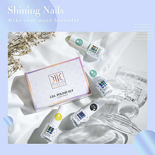 RSTYLE Top Coat Gel UV Base Matt Coat, 4pcs Gel Nagellack UV Set Shellac Base und No Wipe Top Coat Set Überlack Gel Nail… – Bild 3