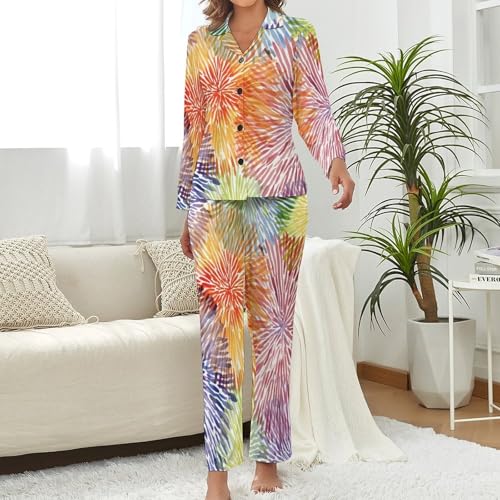 Pyjama femme grande taille d'été imprimé coloré - 2