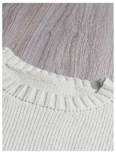 Image of RoseSeek Women's Plus Size Crewneck Sweaters Long Sleeve Pocket Chunky Knitted Sweater Jumper Light Grey 2XL