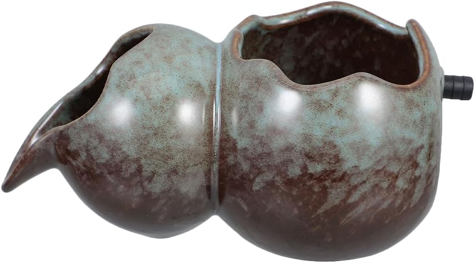 QianShi Pond Spitter Tabletop Fountain Spitter Garden Water Feature Ceramic Waterfall Jar DIY Hydroponic Plants Pot Fountain Accessories Outdoor Balcony Courtyard Patio Home Decor (Multicolor)