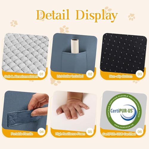 POCBLUE Dog Stairs for Small Dogs 22.4" H, 5-Step Wide Pet Step for High Bed or Couch, Curved Pet Ramps for Cats with High-Density Foam and Washable Cover, Grey - Image 4