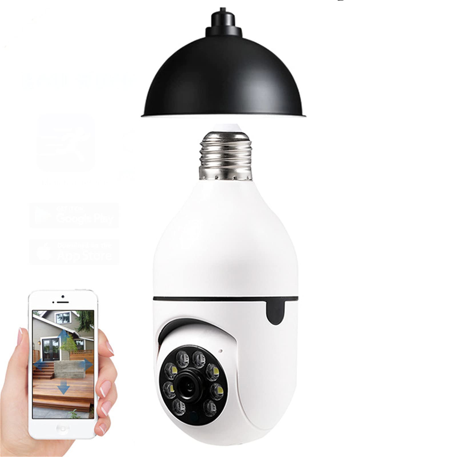 Cámara De Seguridad Para El Hogar, 3MP Full HD PTZ Wifi Cámara Mini E27 Bombilla Socket Security Vigilancia Para La Cámara CCTV De