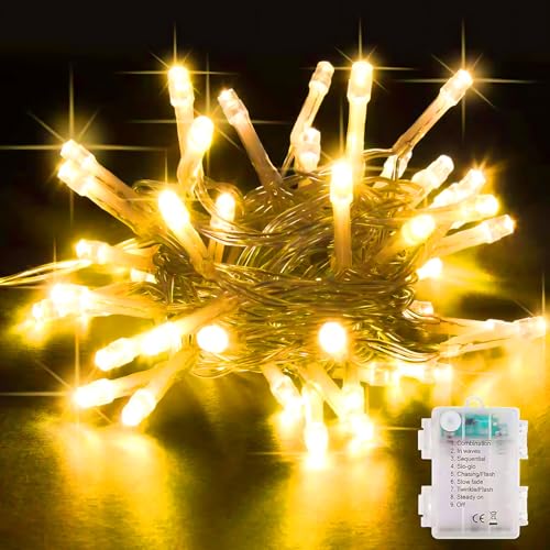 SENTAIMAO Fairy Lights 5M/50 LED Battery Operated String Lights for Indoor Outdoor Bedroom Lighting Wedding Decor Party Garden Christmas Tree Decoration (Warm White 1-Pack)