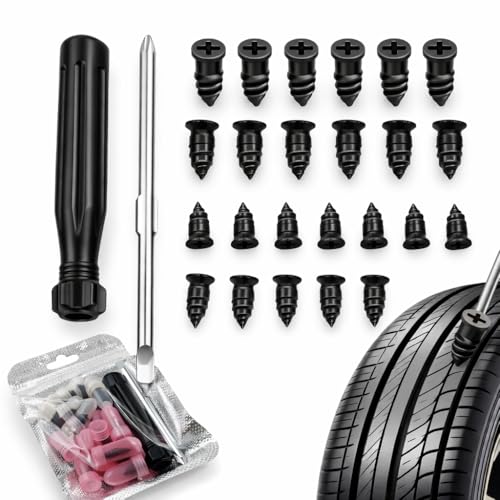 Viltex Tornillos Para Pinchazos Neumaticos 24 Piezas De 2 Medidas Y Destornillador Doble Punta Plana/cruz, kit pinchazos coche, kit antipinchazos moto, reparapinchazos de Tornillo Para Bicicleta