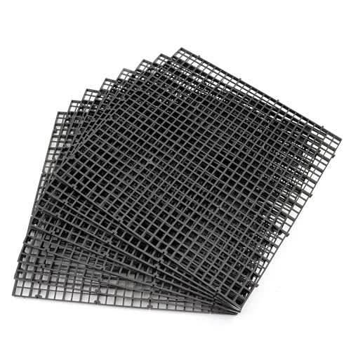 Aquarium Fish Tank Bottom Isolation 8 Pcs Plastic Egg Crate Grid Divider Tray Egg (L 8pcs Black)