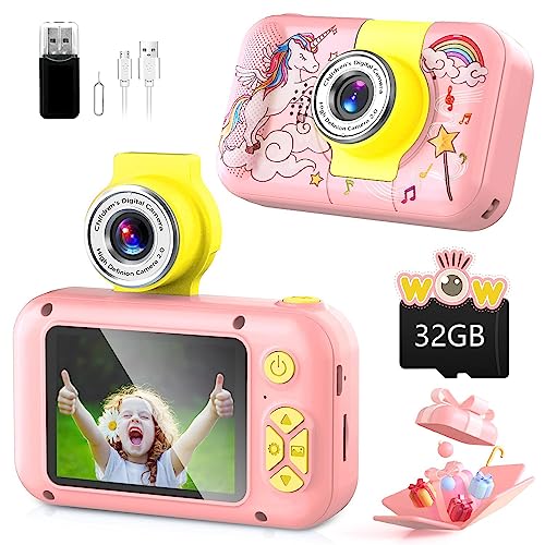 ARNSSIEN Kids Camera Toy for 3 4 5 6 7 8 9 10 11 12 year old Girls/Boys,Kids Digital Camera for Toddler with 180°Flip Lens&2.4in IPS Screen,Birthday Festival Present Toy for Girls/Boys,32 GB