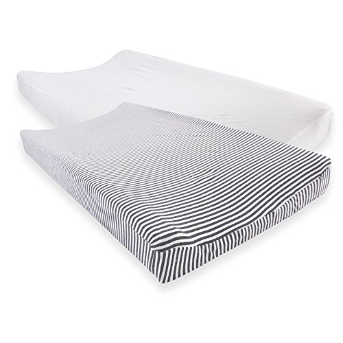 Image of Touched by Nature Unisex Baby Organic Cotton Changing Pad Cover, White Heather Charcoal, One Size