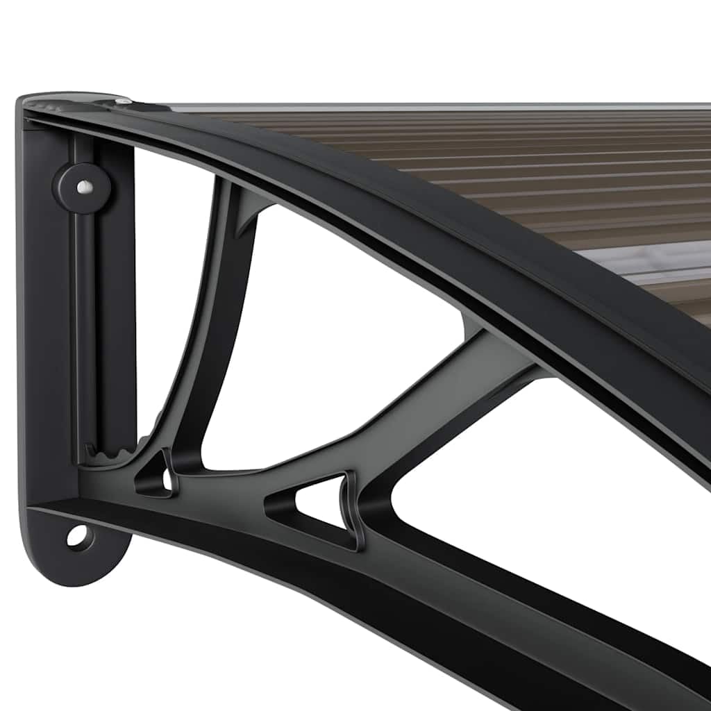 Tettoia nera 240 x 75 cm in policarbonato con staffe in ABS e aste in alluminio per porta di casa e finestre, tettuccio resistente alle intemperie con accessori di montaggio per privati