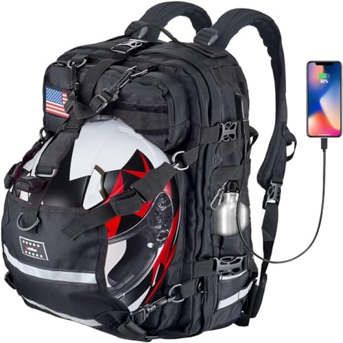 Sresk Large Capacity Motorcycle Backpacks for Men, Hiking Backpacks with USB Charging Port Motorcycle Helmet Backpack Cycling Riding Backpack