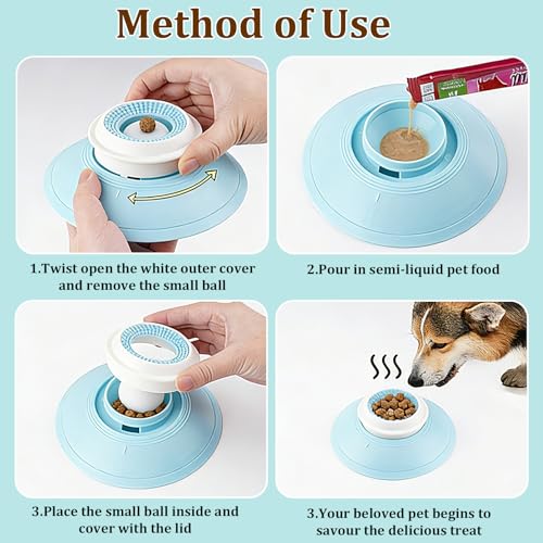 Schleckball Hund, Dog Licking Bowl, Schleckball für Hunde, Schleckkugel Hund, Leckspielzeug Hunds für Hunde und Katzen, Nonrutsch-Haustieranreicherungsspielzeug, Langeweile Reduzierer (blue2)