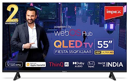 Impex 55 inch 4K Ultra HD WebOS LED TV Fiesta, Dolby Audio, Works with Apple HomeKit, 2 Way Bluetooth 5.0, Powered by WebOS Hub, Free Doorstep Installation, 2 Years Doorstep Warranty