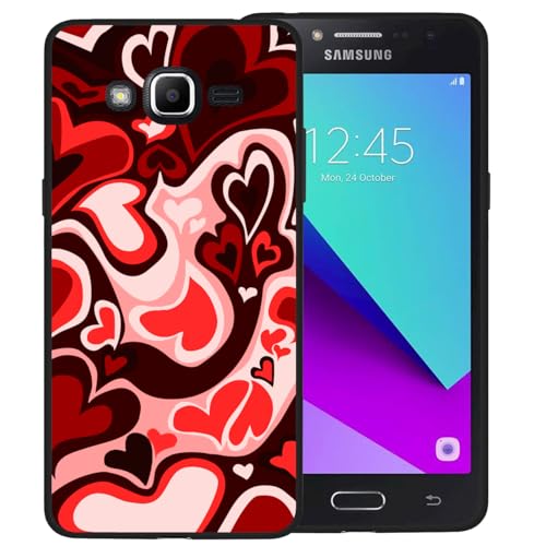 zaztify Case for Samsung Galaxy J2 Prime/J2 Ace G532G/Grand Prime Plus/Grand Prime (2016)/SM-G532F/Go Prime (G530A), Lovely Irregular Red Black Love Heart Lovecore Aesthetic Soft Cute Cover Shell