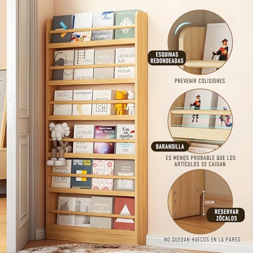 Amazon.co.jp: 木製本棚ディスプレイラック（オープン収納棚付き