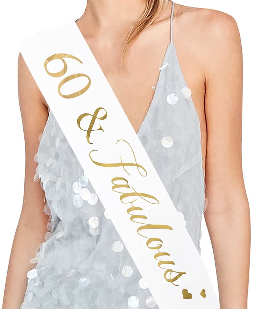 Yuvi Gift Gallery Decorative Satin Happy Birthday Sash for Birthday Boy/Girl & Party Decoration Accessory (60 & Fabulous) - Image 3 thumbnail