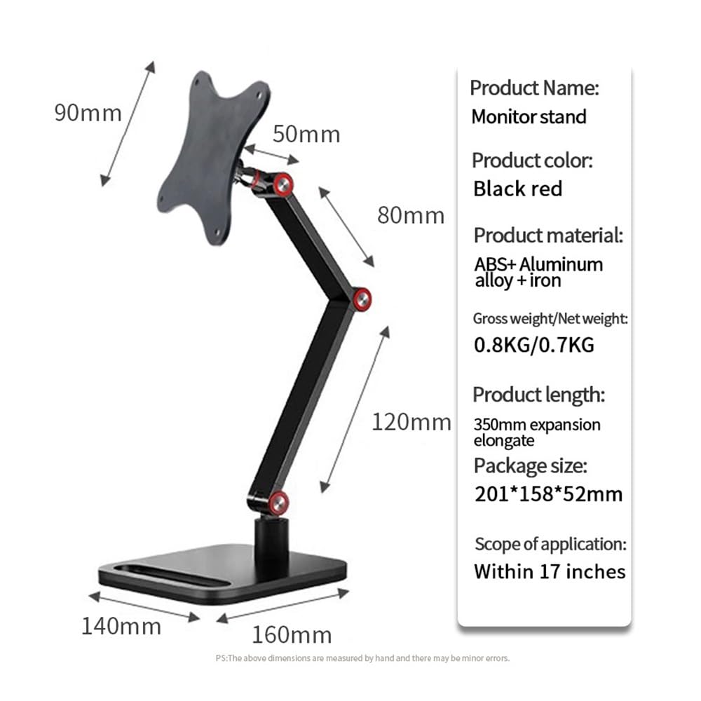 Podstawka pod monitor do biurka Portable Vesa Monitor Stand Aluminum Alloy Folding Arm Holder Desktop Display External Holder Mount for 17.3 inch Screen Bracket Stojak na monitor