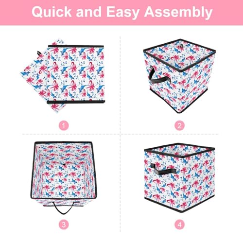 Boîte de rangement cube pliable au motif nœud rouge esthétique et robuste - 6