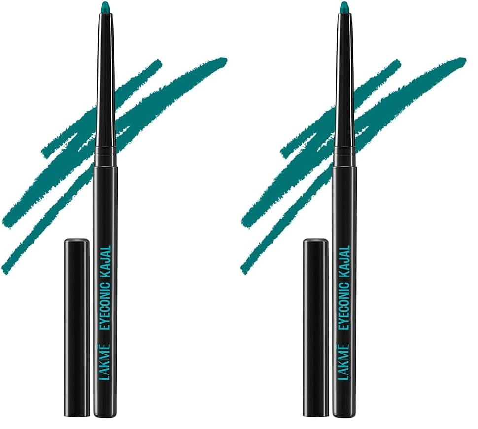 Image of Lakme Eyeconic Kajal, Turquoise, Water Proof, Smudge Proof, Lasts Upto 22 Hrs, 0.35 g (Pack of 2)