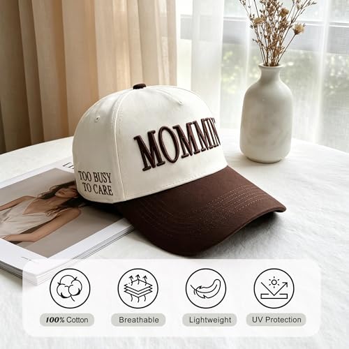 Image of Women's Mommin Trucker Hat - Vintage Two-Tone Ponytail Baseball Cap, Embroidered Adjustable Hat, Great Gift for Mom & Women