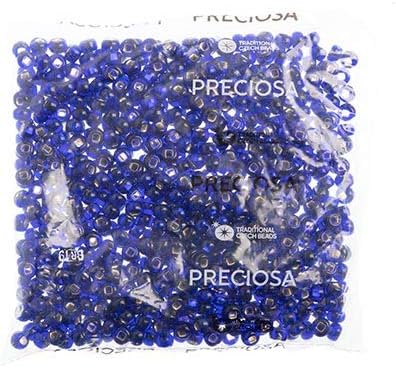 Preciosa Czech Seed Beads 32/0 (8mm) Silver Lined Transparent Sapphire - 250g Bulk Bag Beads for Jewelry Making and Crafts