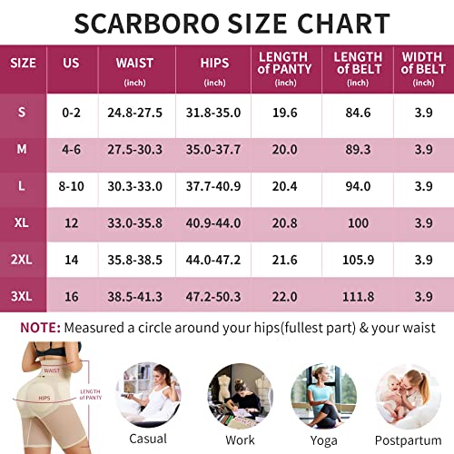 Scarboro Shapewear Shorts For Women Tummy Control Body Shaper Underwear Butt Padded Enhancer Panties Waist Trainer Girdle Beige #TOP5