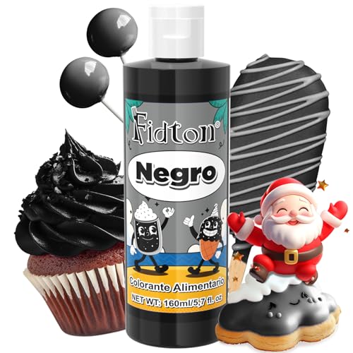 Colorante Alimentario 160 ml - Gran Capacidad Colorantes Alimentarios Reposteria Altamente Concentrado para Decoración de Pasteles, Colorante Alimenticio para Fondant Colores, Macarrone - Negro