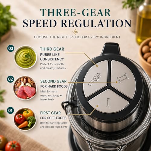 Image of Pringle Quad Max 3L Electric Chopper 400W | Vegetable & Meat Grinder, Mincer | 3 Speed Control | Stainless Steel Body | Multi-Function Food Processor for Kitchen | 1 Yr Warranty