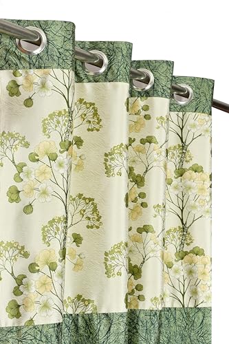 Image of Floral Patch Semi-Sheer Curtains for Window 6 Feet, Pack of 1, Green