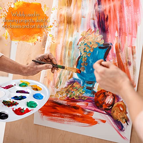 Oval Paint Tray Palettes, Fandamei Plastic Paint Tray Palette, Paint Palettes Paint Pallets With Thumb Hole For Adults & Kids, For Painting Or Diy Craft Class, White, 2 Pcs #TOP6