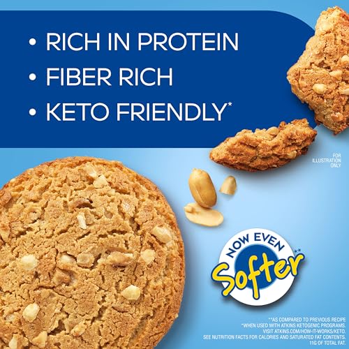 Atkins 404101 Peanut Butter Protein Cookie, Protein Dessert, Rich In Fiber, 3G Net Carb, 1G Sugar, Keto Friendly thumb #2