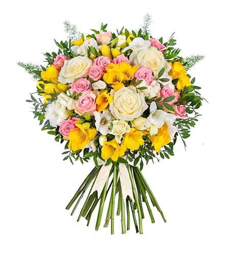 Hand-Crafted Rose and Freesia Bouquet: Delivered for Birthdays & All Occasions! - Standard