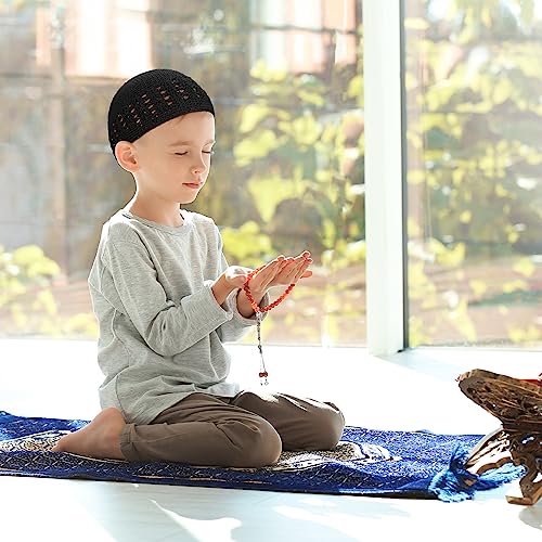 Image of Boyiee Kufi Hat for Men Muslim Knit Kufi Cap Crochet Beanie Skull Beanie African Hat for Men Women