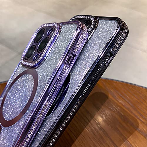 Étui de charge magnétique pour iPhone 11 transparent à paillettes dégradées