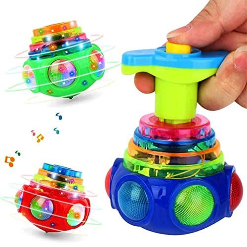 Image of Musical Spinning Top Toy with LED Light, Music Flash Light Lattoo for 3 Years Kids (Multicolor)