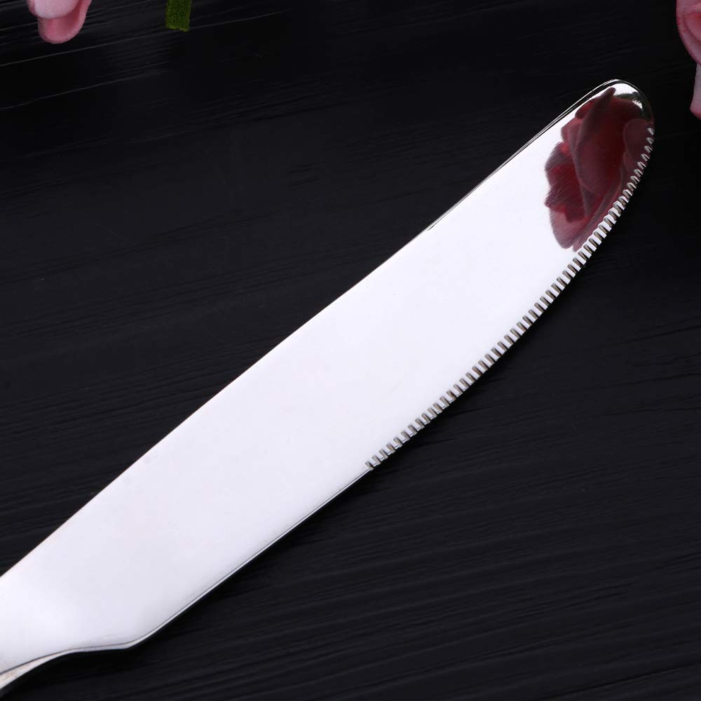 Meisha - Cuchillos de cena de acero inoxidable de 12 piezas, juego de cuchillos de mesa, juego de cubertería, pulido con espejo, ideal para el hogar, cocina, 8.9 pulgadas, plata