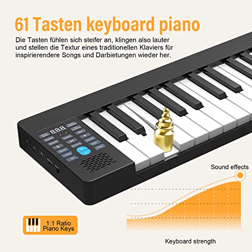Clavier de Piano 61 Touches Support MIDI et Bluetooth Pianos Portables pour Débutant Numérique Clavier de Piano avec sac… - Les Beatles, Paul McCartney, John Lennon, RIngo Starr, George Harrison Clavier de Piano 61 Touches Support MIDI et Bluetooth Pianos Portables pour Débutant Numérique Clavier de Piano avec sac… – Image 7