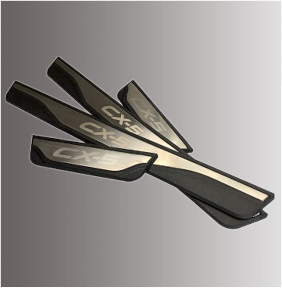 BOYOUS for Mazda CX-5 CX5 2013-2025 4PCS Stainless Steel Door sill Scuff Plates Entry Guard Anti Scratch Bumper Protector Door Cover Decoration Trim（Silver）