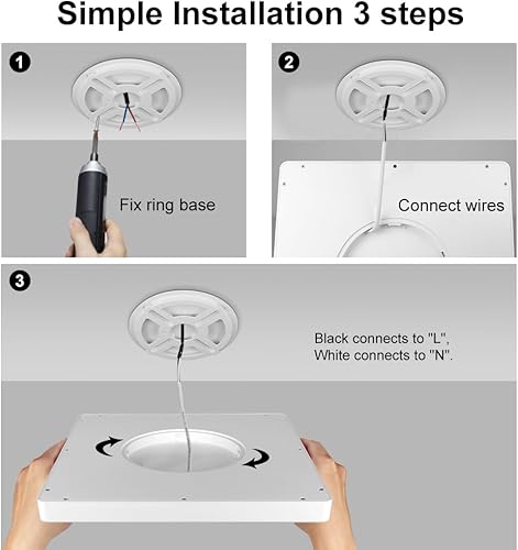 Miniatura 7 de Paquete de 2 lámparas de techo LED cuadradas de 12 pulgadas y 24 W, 5000 K, 3200 lm para dormitorio, sala de estar, comedor