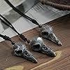 mookaitedecor Agate Geode Healing Crystal Raven Skull Pendant Necklace for Men Women, Semi Precious Stone Crow Head Necklace with Black Cord for Norse Viking Reiki Amulet Birthday Jewellery Gift #2