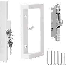 MaxxGeek Sliding Patio Door Handle Set with Key Cylinder and Mortise Lock,Sliding Glass Door Handle with Lock Fits Door thicknesse is 1-3/4 to 2-1/5 and 3-15/16 Screw Hole Spacing.