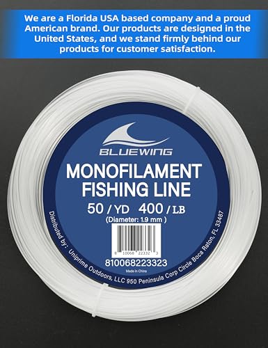 Image of BLUEWING Monofilament Fishing Line Clear Mono Fish Wire Thin Diameter String 6-400 lbs, 50-3000 Yards