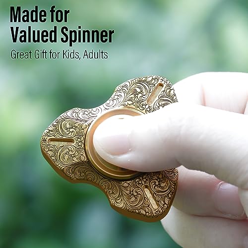 Image of FREELOVE Metal Fidget Spinner, Brass Heavy, Long Spinning Toys, Cool Silent, Small Mini 2nd Fox Figette Spiner for Adults Men Anxiety, Quiet Bearing, Relief Brass