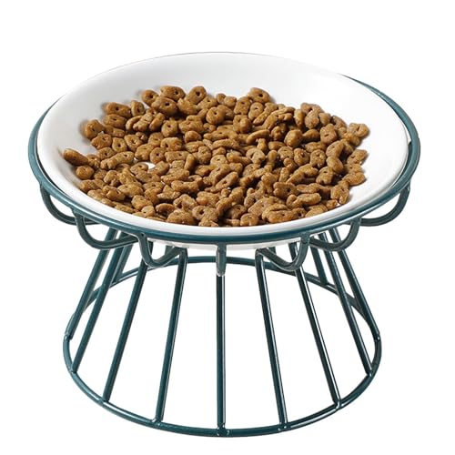Ciotola per cibo per gatti elevata,per gatti in ceramica anti-vomito adatto ai baffi - Piatti per gatti rialzati con supporto in metallo antiscivolo e antiruggine, per gatti e cani di piccola taglia